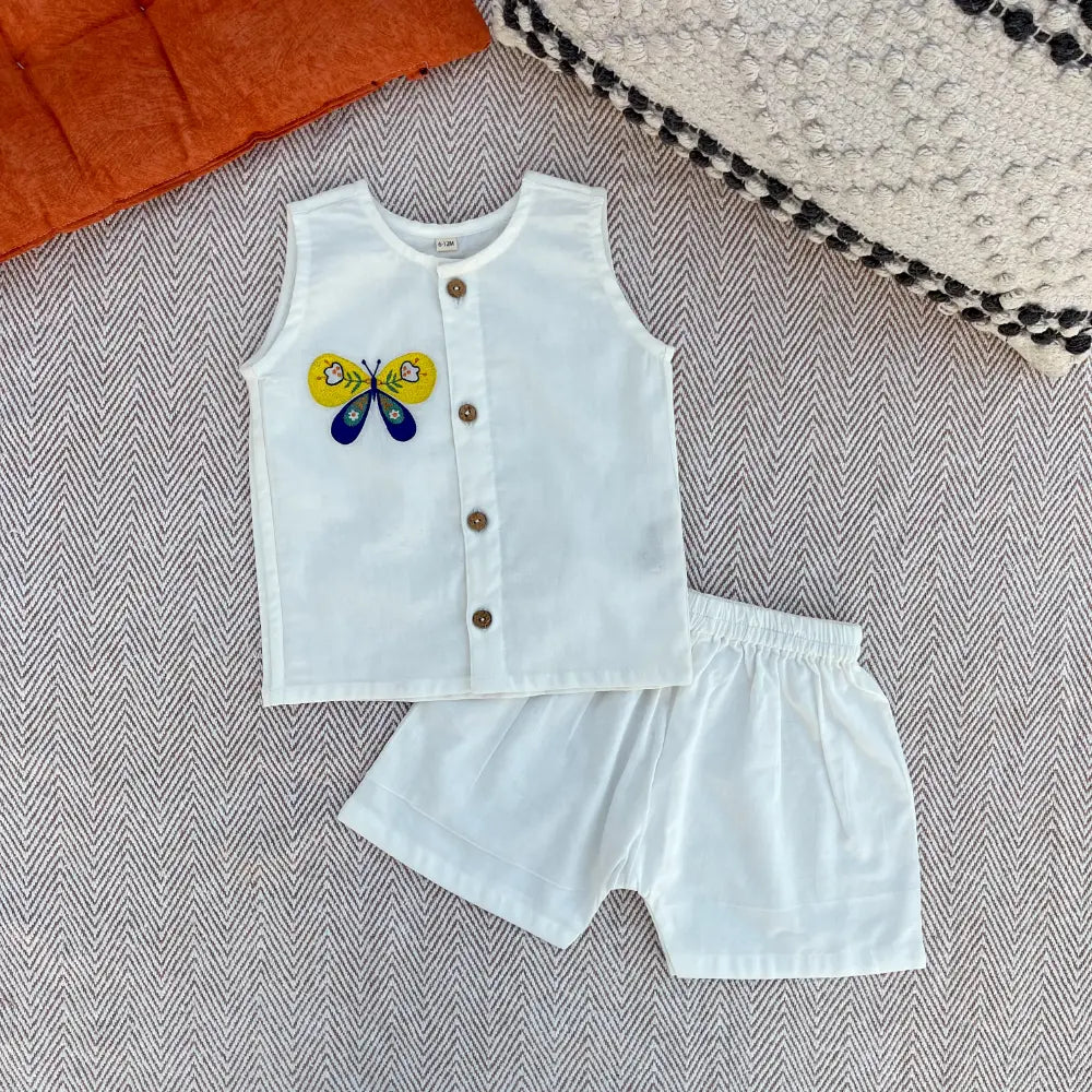 Bhaakur Organic Cotton Butterfly Jhabla Set