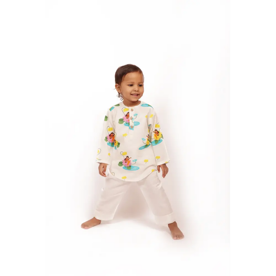 Bhaakur Organic Cotton Unisex Goddess Saraswati Kurta Set