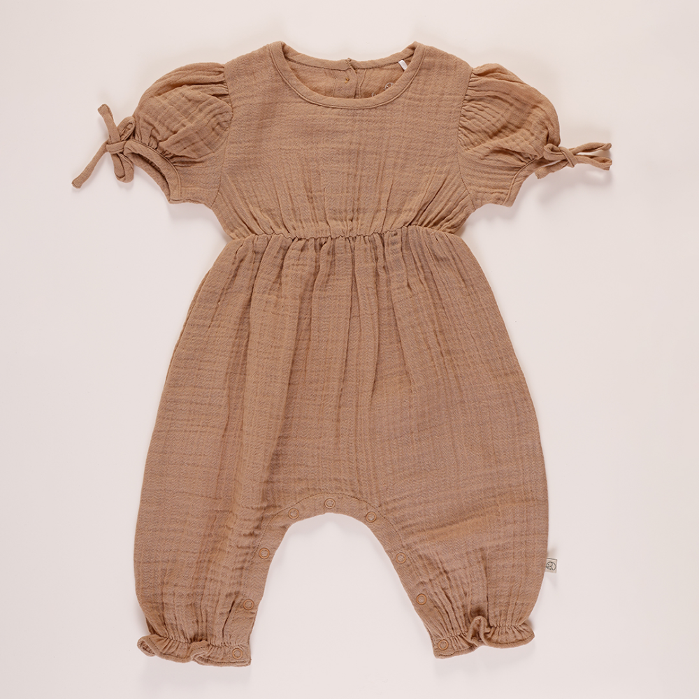 Furr Balls Half Sleeves Jumpsuit - Brown