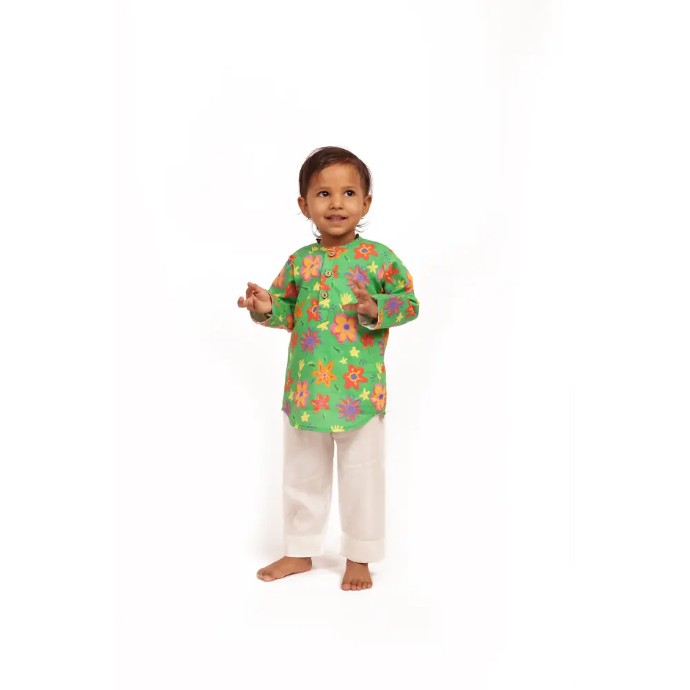 Bhaakur Organic Cotton Unisex Spring Floral Kurta Set
