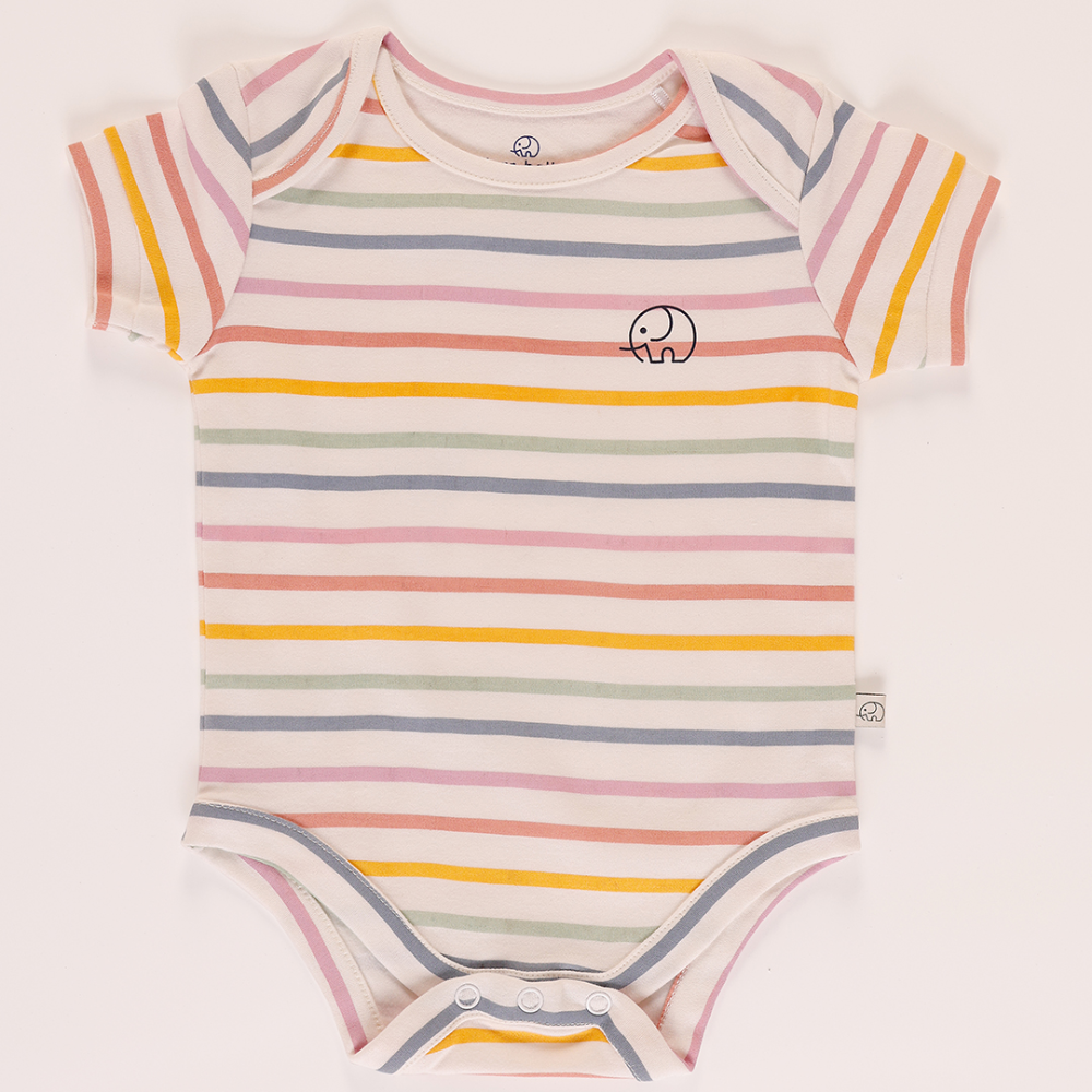 Furr Balls Short Sleeves Bodysuit - Colorful Stripes