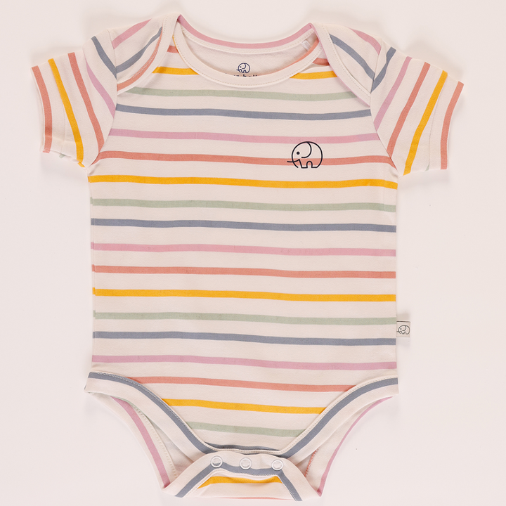 Furr Balls Short Sleeves Bodysuit - Colorful Stripes