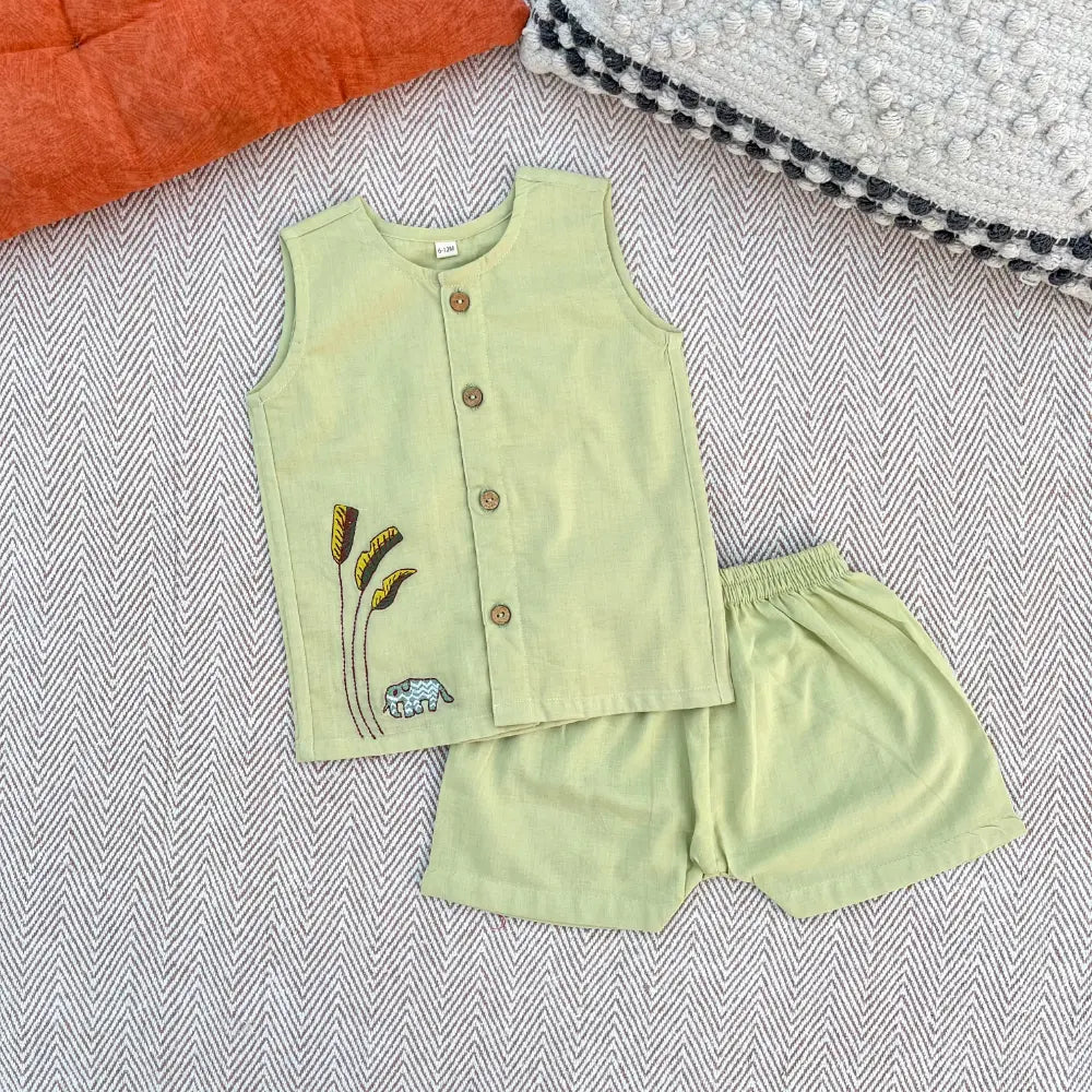 Bhaakur Organic Cotton Elephant Jhabla Set