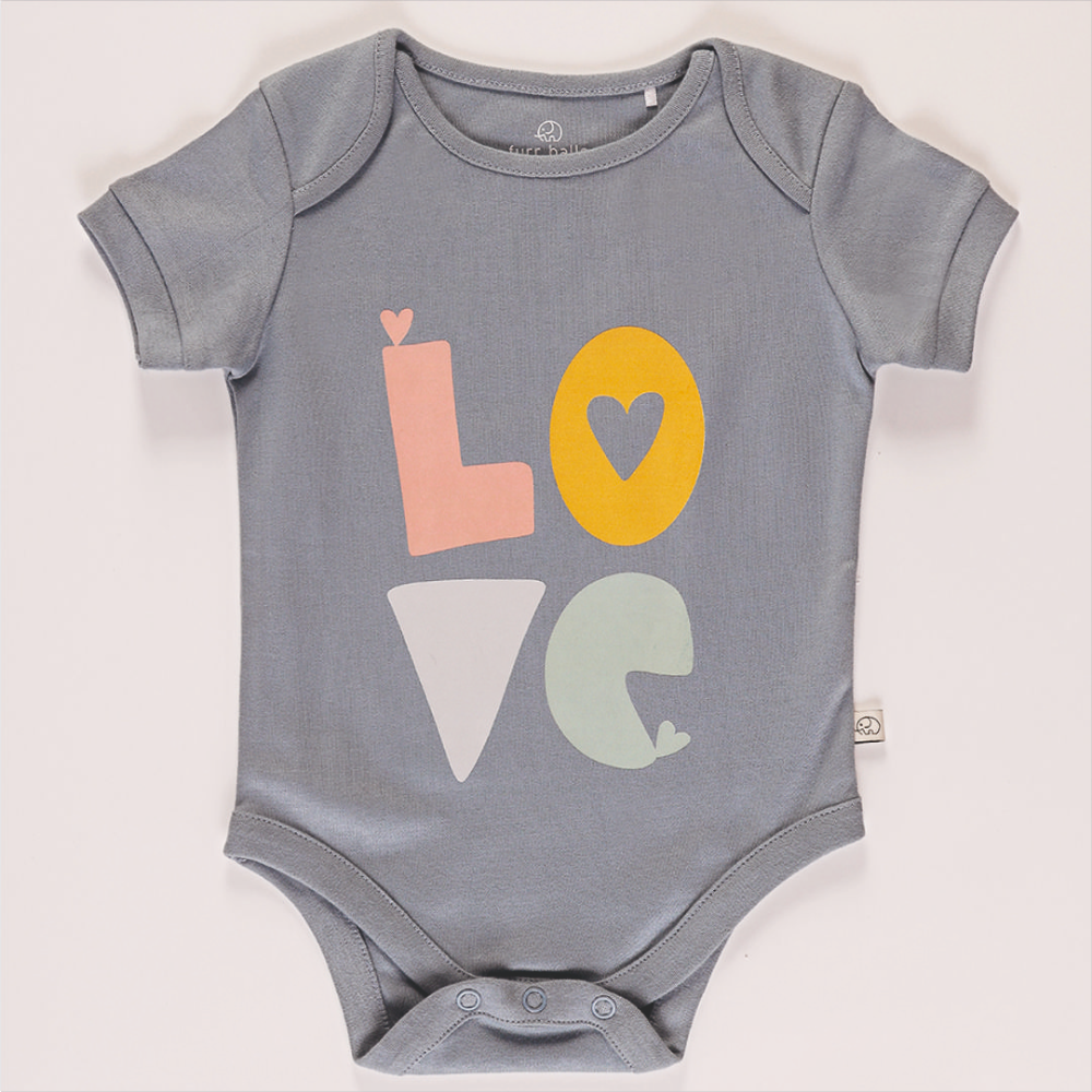 Furr Balls Organic Short Sleeves Bodysuit - Love