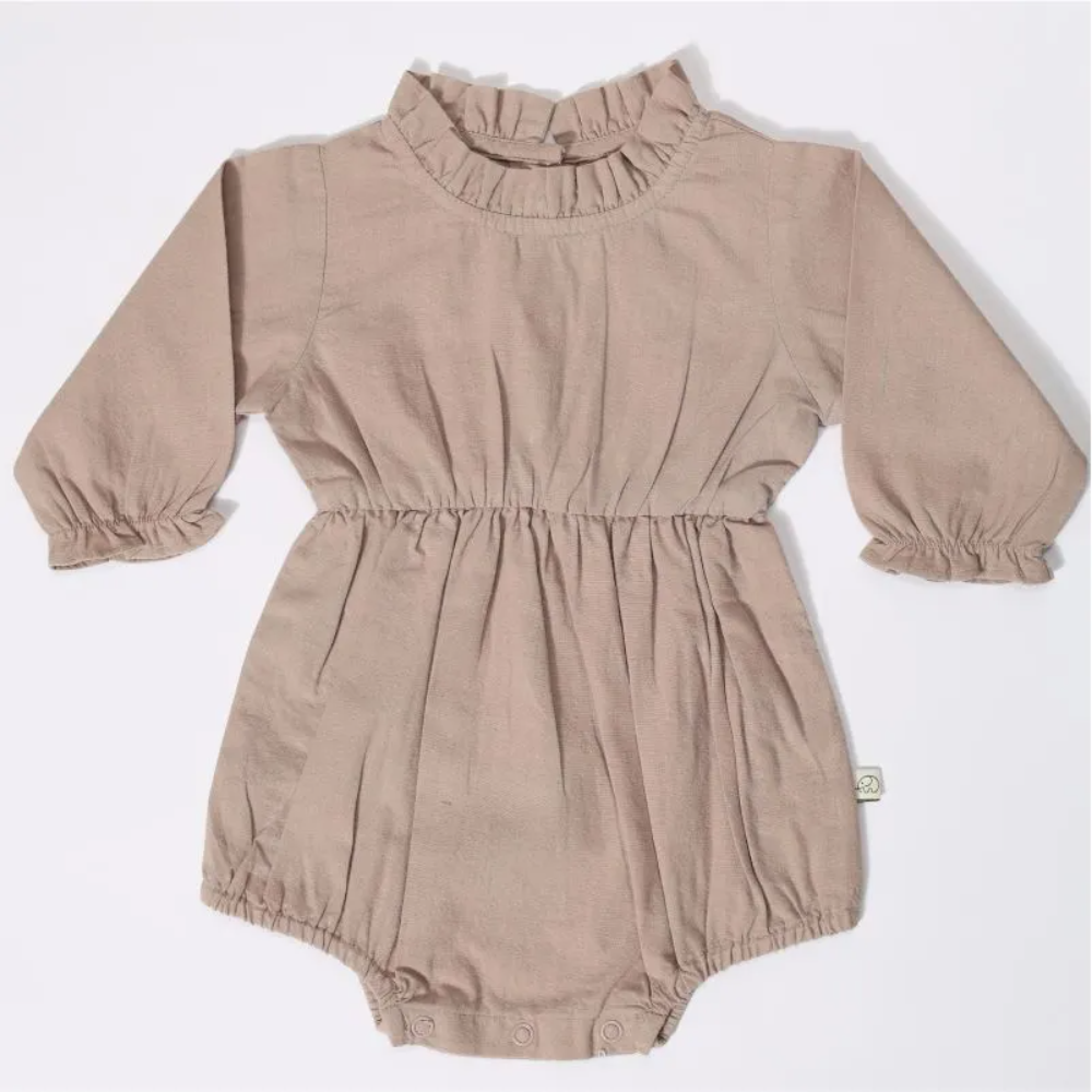 Furr Balls Full Sleeves Frill Romper - Ruby Tan