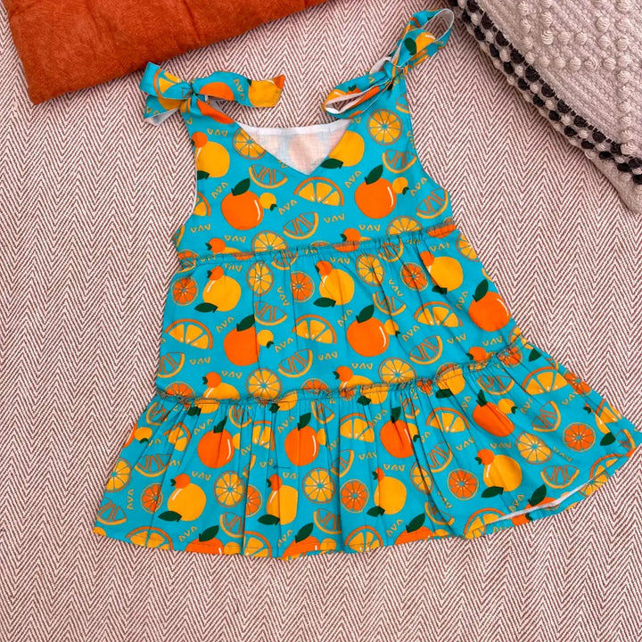 Bhaakur Organic Cotton Frock| Infants and Toddlers| Dancing Oranges