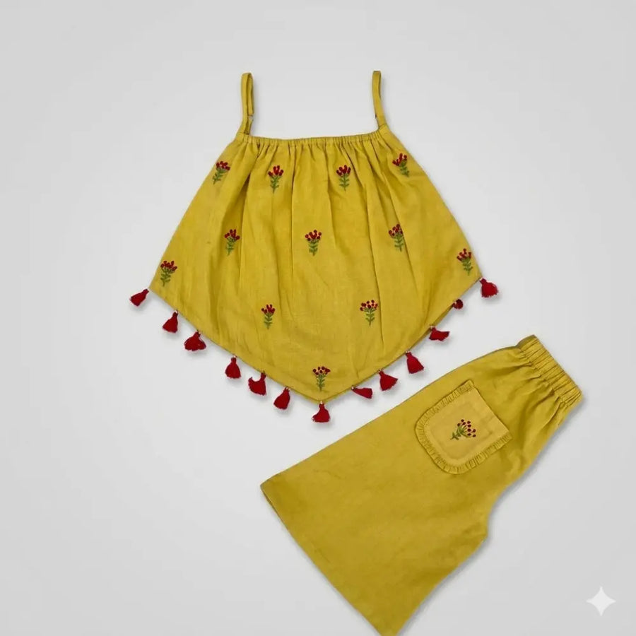 Bhaakur Organic Cotton Floral Sunshine Co-ord Set - Yellow