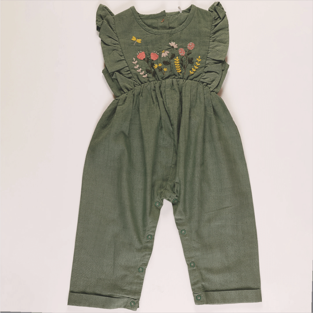Furr Balls Baby Embroidered Sleeveless Jumpsuit