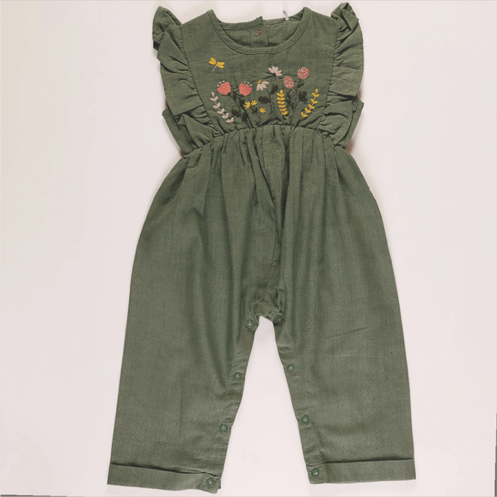 Furr Balls Baby Embroidered Sleeveless Jumpsuit