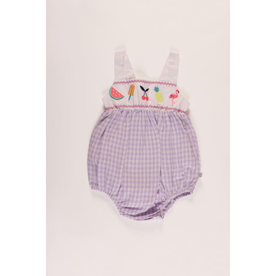 Furr Balls Baby Sleeveless Organic Checks Romper