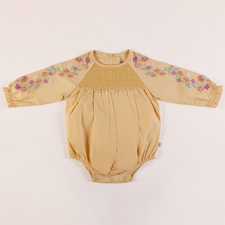Furr Balls Full Sleeves Romper - Yellow