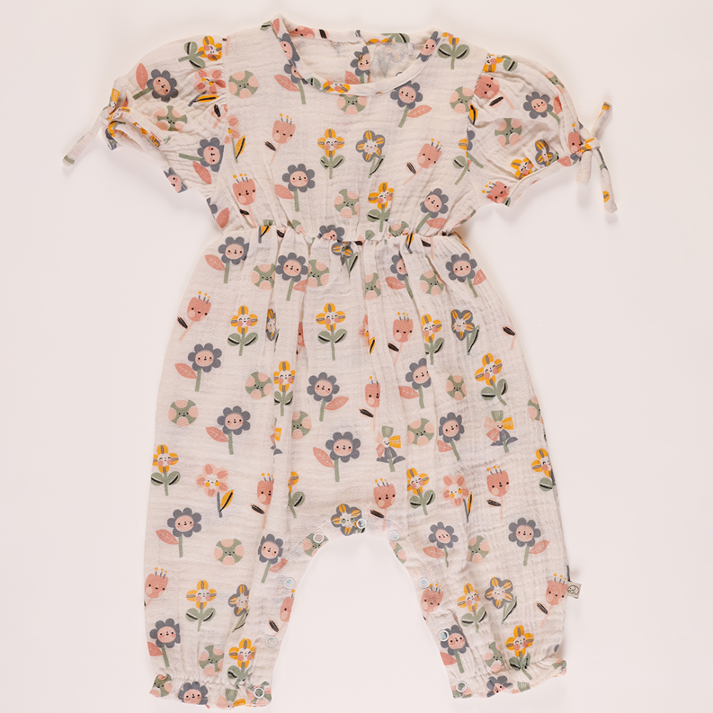 Furr Balls Half Sleeves Jumpsuit - Off White