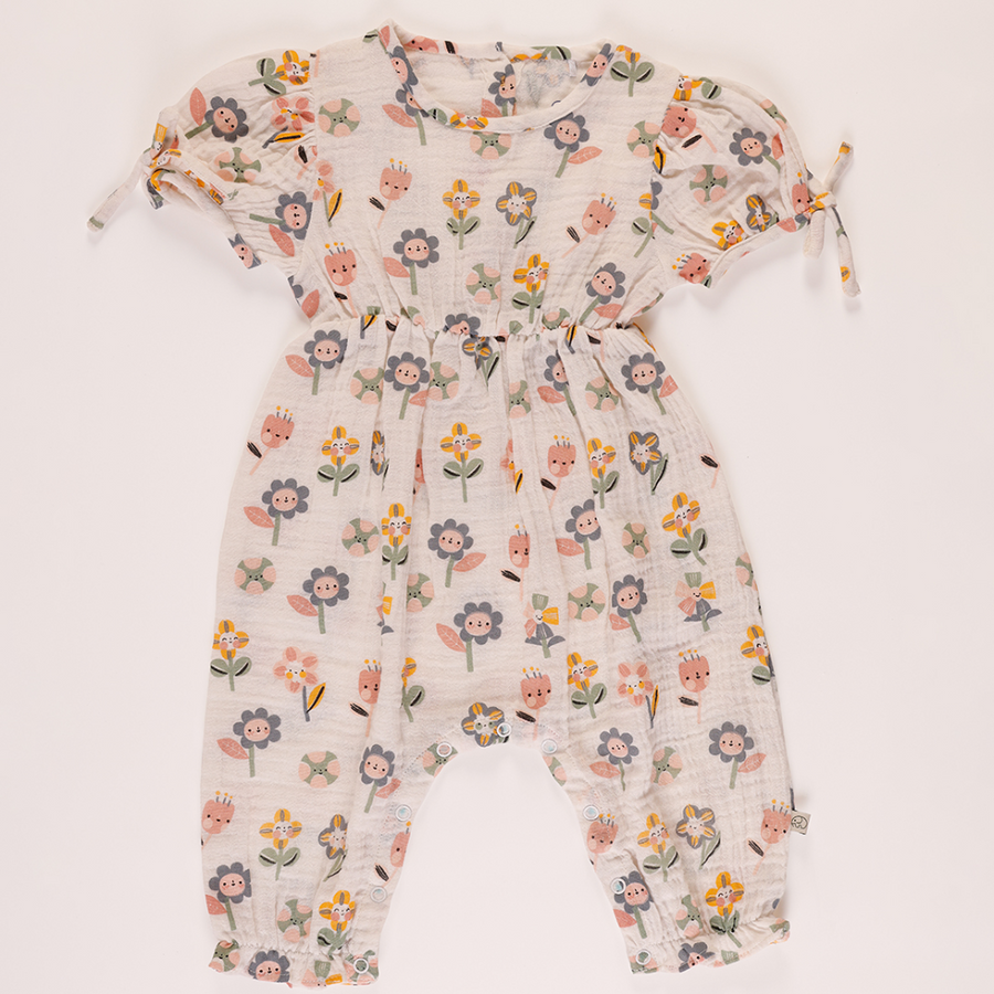 Furr Balls Half Sleeves Jumpsuit - Off White