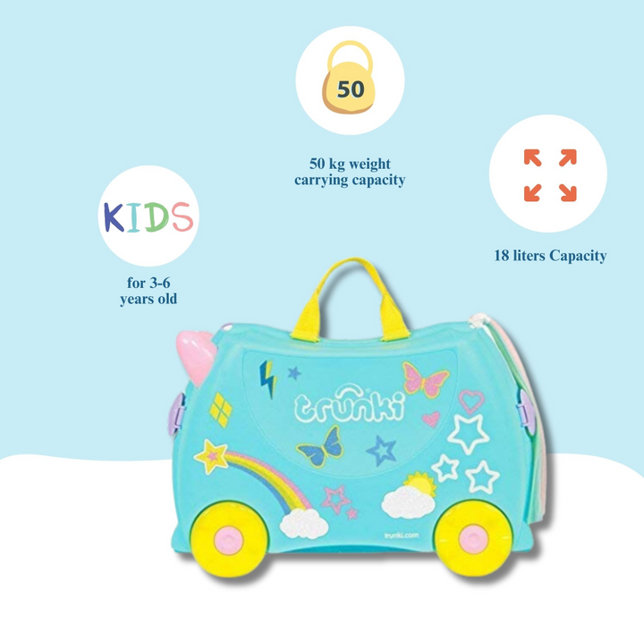 Una Unicorn Suitcase - Light Blue