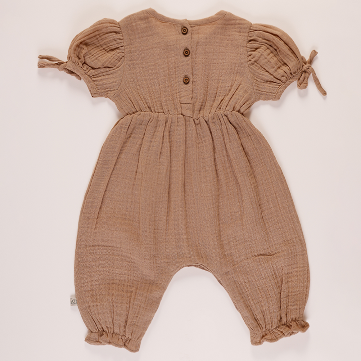 Furr Balls Half Sleeves Jumpsuit - Brown