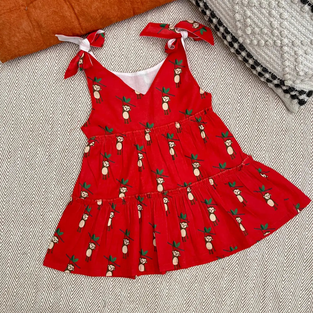 Bhaakur Organic Cotton Frock| Infants and Toddlers| Monkey Print