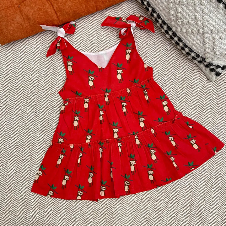 Bhaakur Organic Cotton Frock| Infants and Toddlers| Monkey Print
