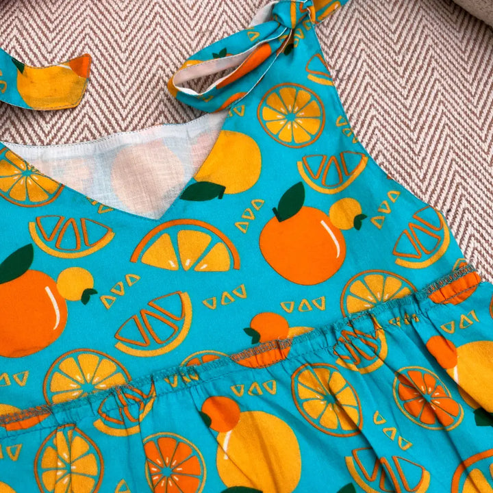 Bhaakur Organic Cotton Frock| Infants and Toddlers| Dancing Oranges