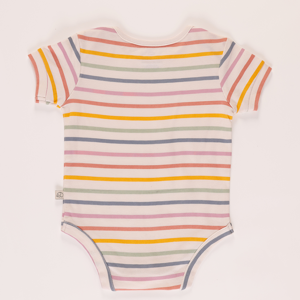 Furr Balls Short Sleeves Bodysuit - Colorful Stripes