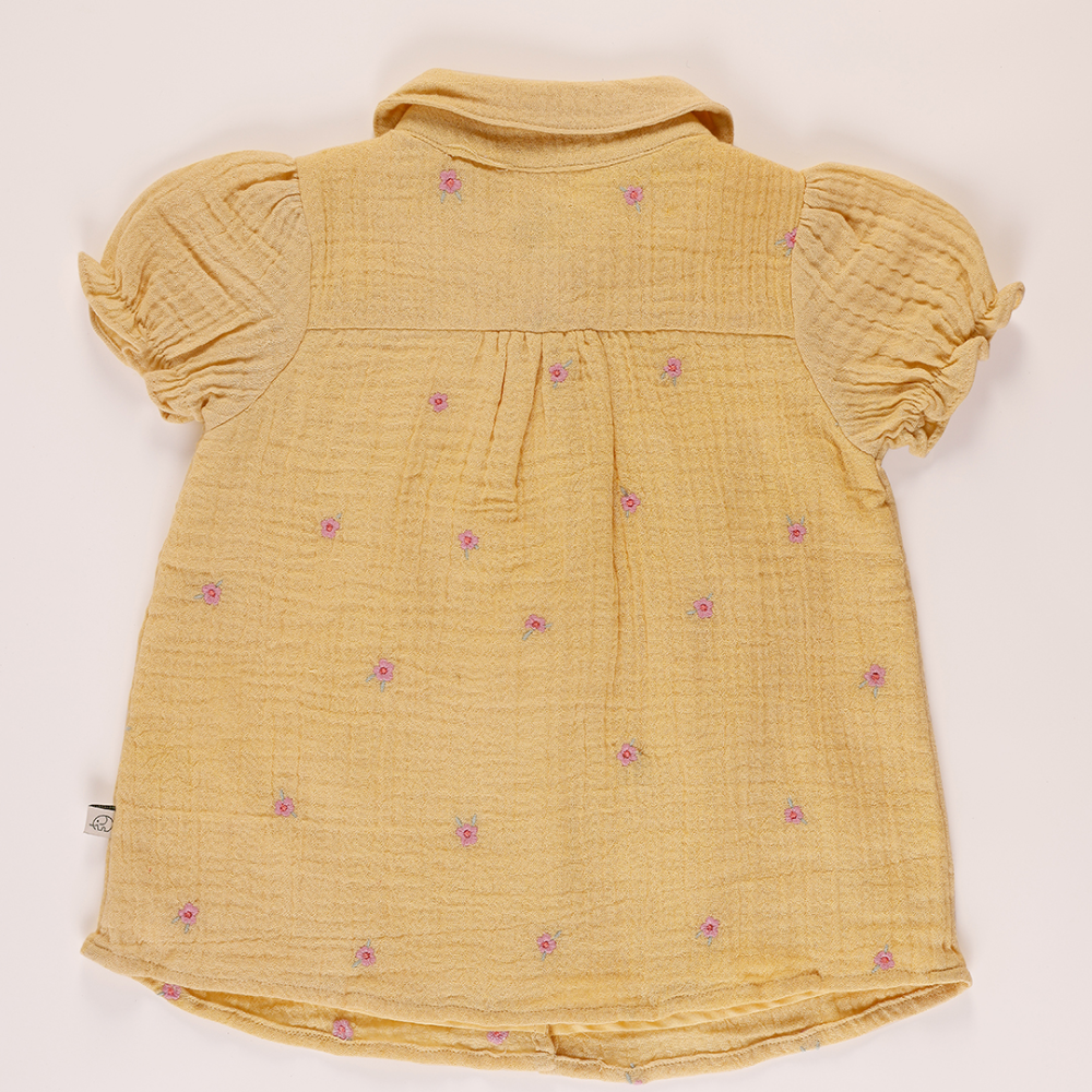 Furr Balls Peter Pan Collared Dress - Yellow
