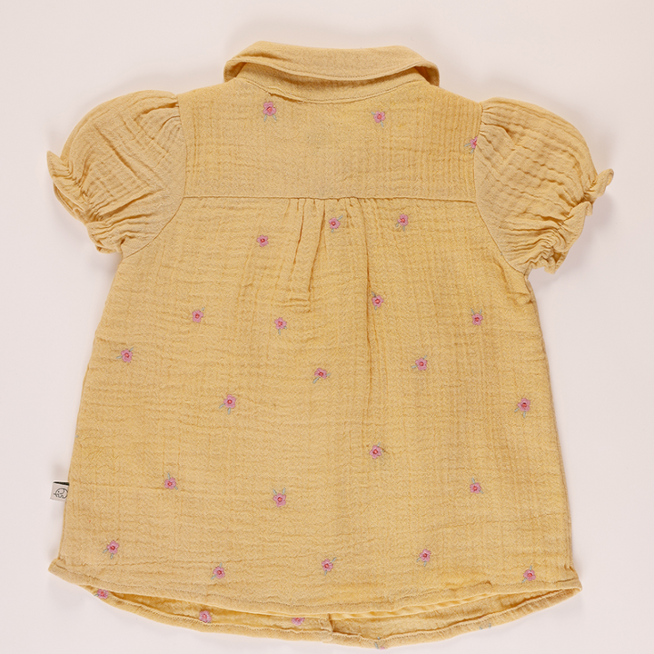 Furr Balls Peter Pan Collared Dress - Yellow