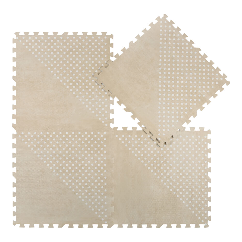 White Patterned Polka in Beige - Shapes