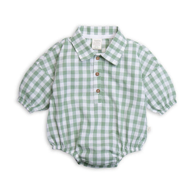 Tiny Twig Polo Bodysuit Basil Gingham