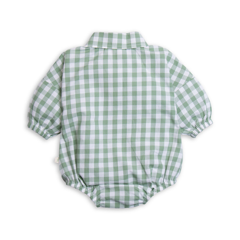 Tiny Twig Polo Bodysuit Basil Gingham