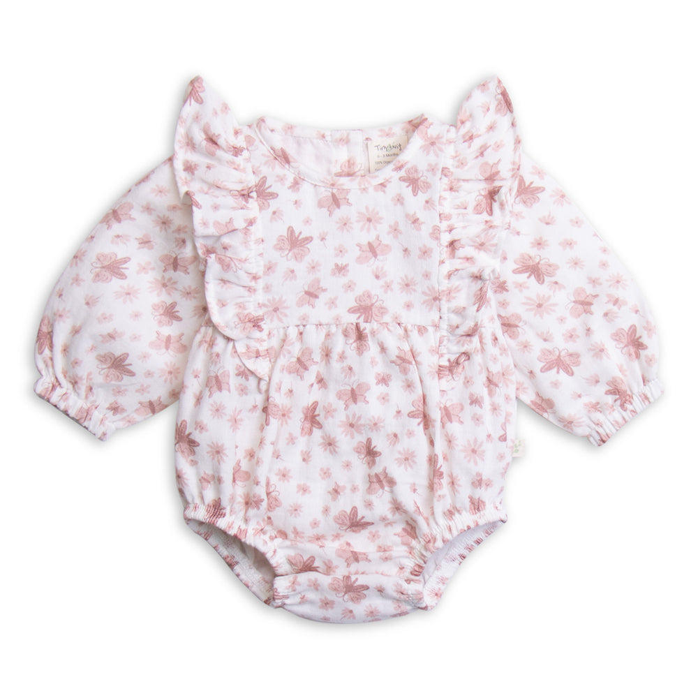 Tiny Twig Ruffle Bodysuit Butterfly AOP