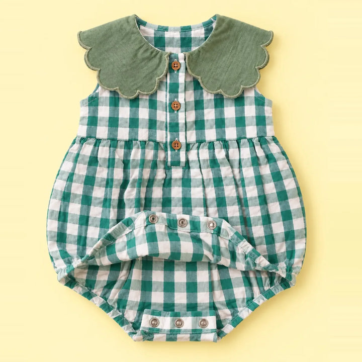 Sweetlime By AS Sage Meadow Gingham Romper &amp; Bonnet Set For Girls