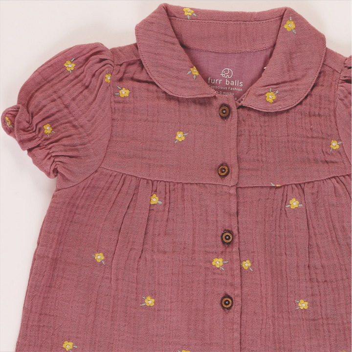 Furr Balls Peter Pan Collared Dress - Mauve Mist