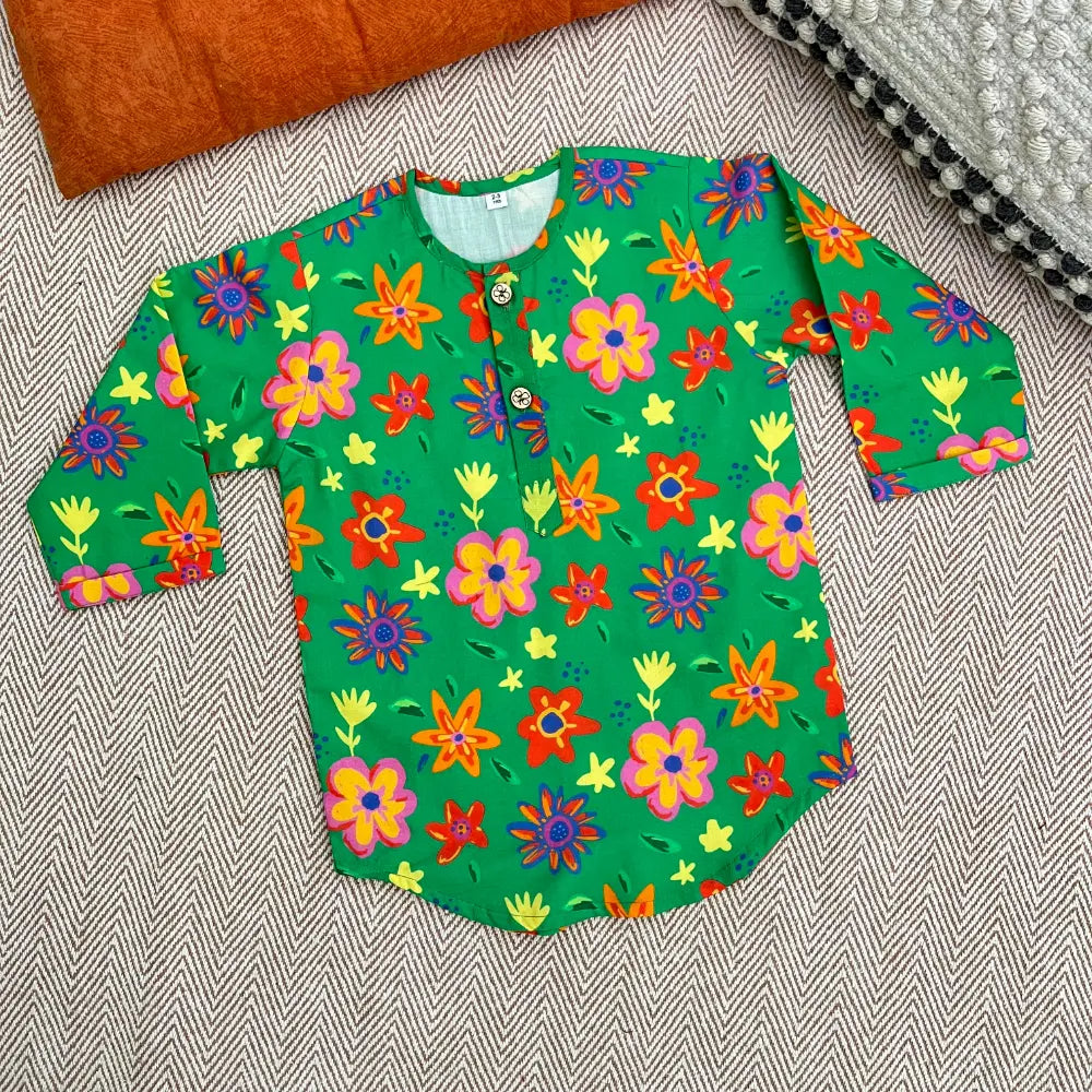 Bhaakur Organic Cotton Unisex Spring Floral Kurta Set