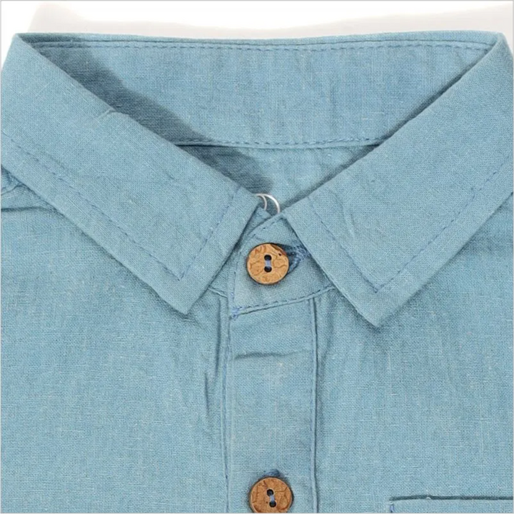 Furr Balls Button Front Collared Bodysuit - Wood Blue