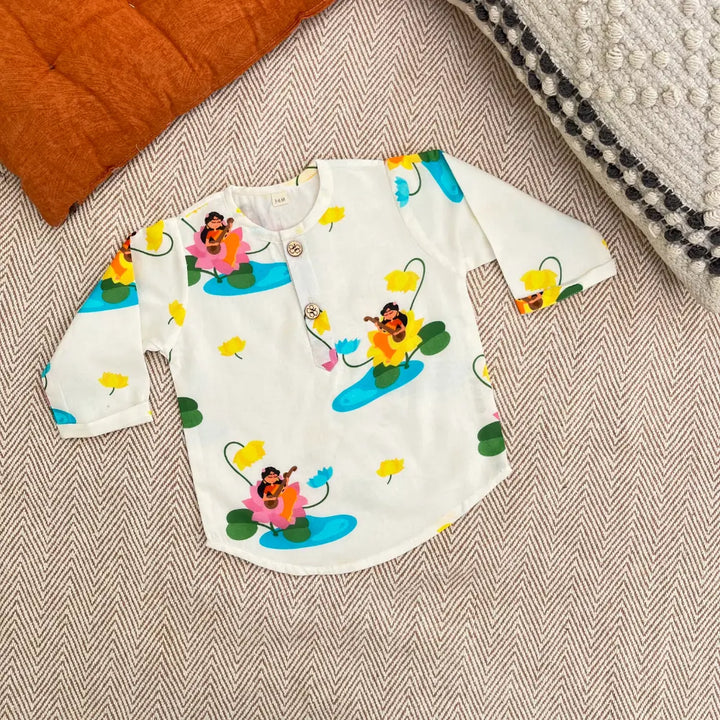 Bhaakur Organic Cotton Unisex Goddess Saraswati Kurta Set