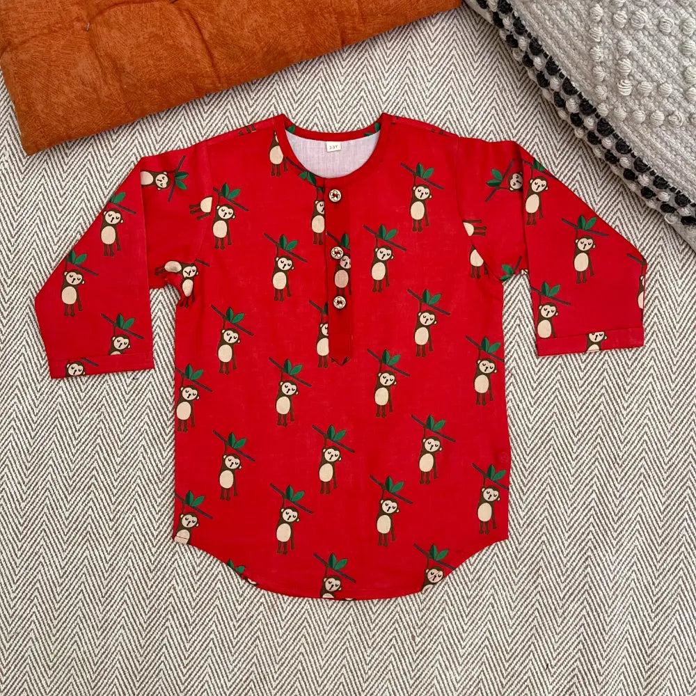 Bhaakur Organic Cotton Unisex Monkey Kurta Set