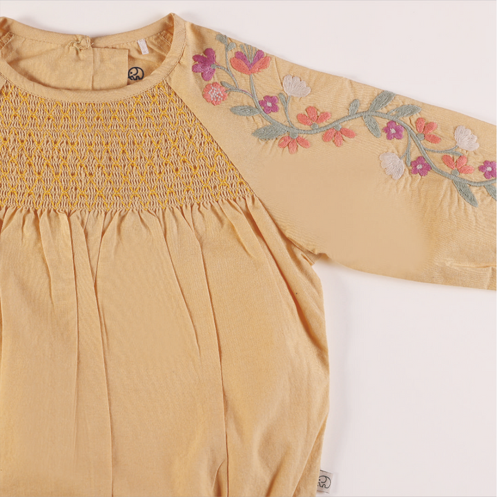 Furr Balls Full Sleeves Romper - Yellow