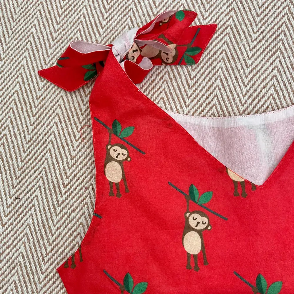 Bhaakur Organic Cotton Frock| Infants and Toddlers| Monkey Print