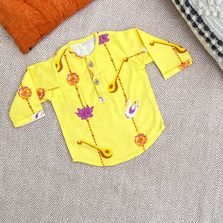 Bhaakur Organic Cotton Unisex Veena and Lotus Kurta Set