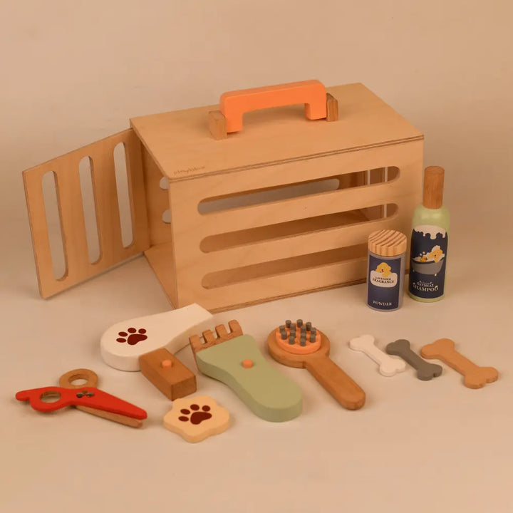 PlayBox Pet Grooming Play Set Wooden Toy
