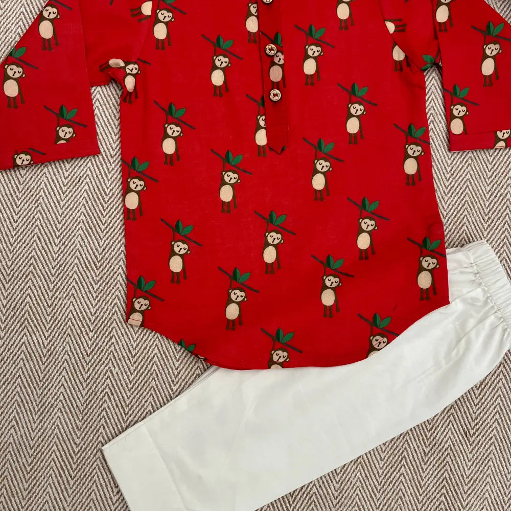 Bhaakur Organic Cotton Unisex Monkey Kurta Set