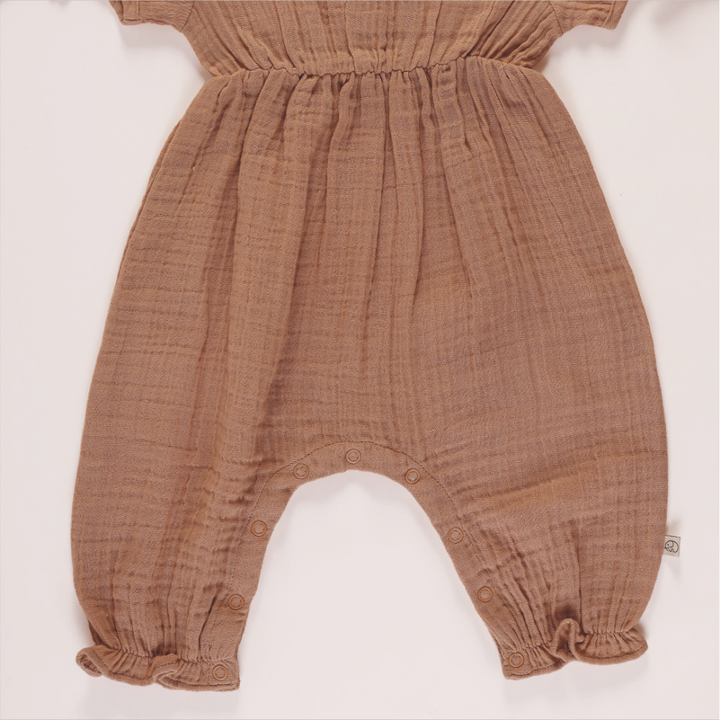 Furr Balls Half Sleeves Jumpsuit - Brown