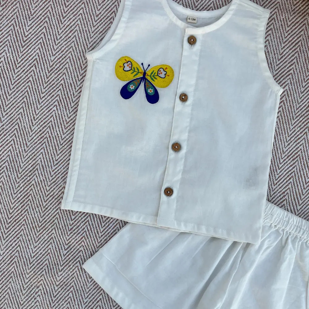 Bhaakur Organic Cotton Butterfly Jhabla Set