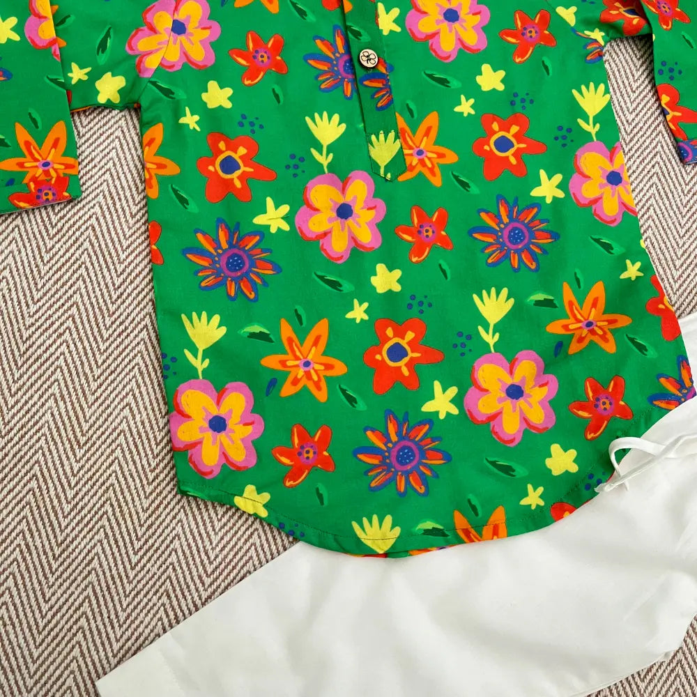 Bhaakur Organic Cotton Unisex Spring Floral Kurta Set
