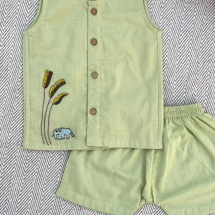 Bhaakur Organic Cotton Elephant Jhabla Set