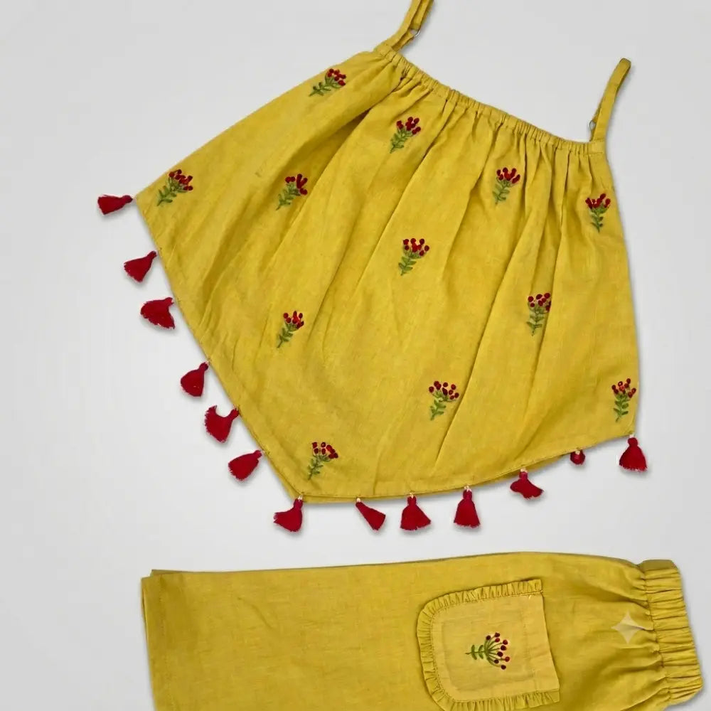 Bhaakur Organic Cotton Floral Sunshine Co-ord Set - Yellow