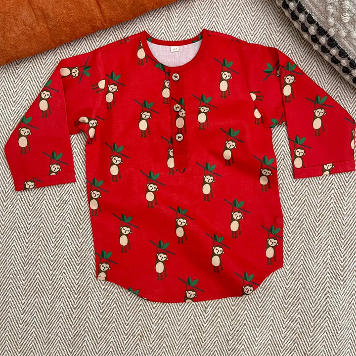 Bhaakur Organic Cotton Unisex Monkey Kurta Set