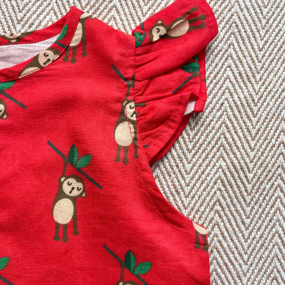 Bhaakur Organic Cotton Monkey Kurta Set for Girls