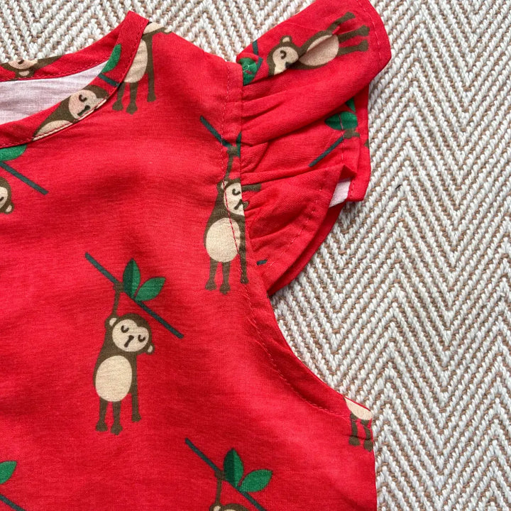 Bhaakur Organic Cotton Monkey Kurta Set for Girls