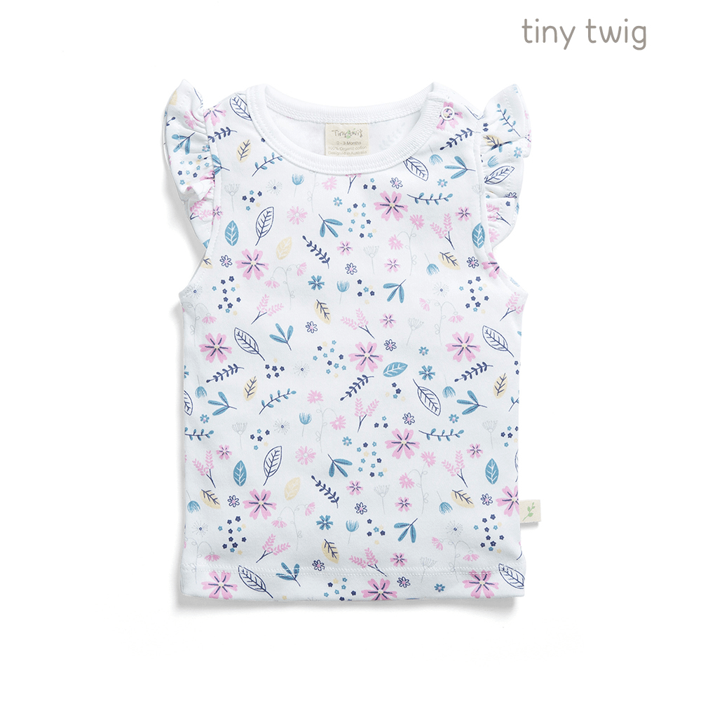 Tiny Twig Cap Slv Tee Porcelain Floral