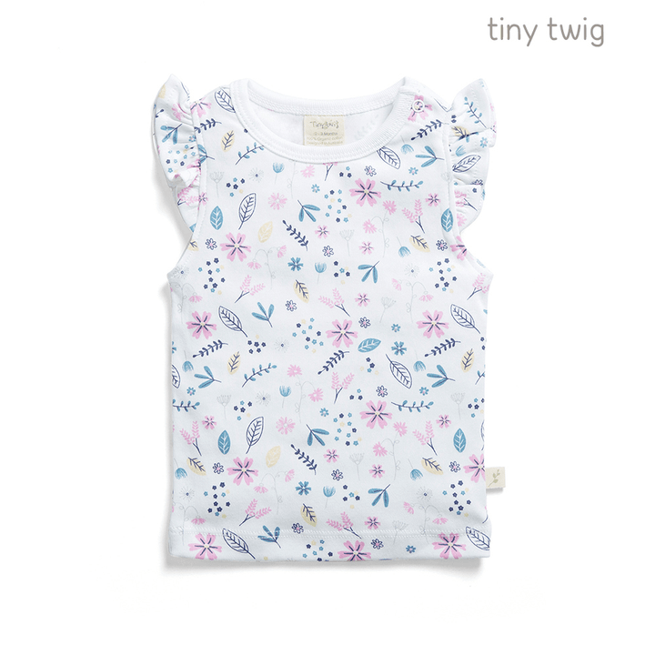 Tiny Twig Cap Slv Tee Porcelain Floral